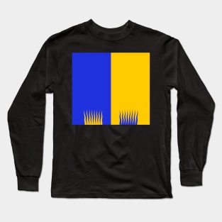 Nordland Heraldry Colours - Halved with Flame Edging - Blue and Yellow Long Sleeve T-Shirt